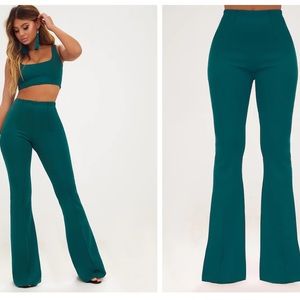 Forest Green High Waist Flare Long Leg Pants PLT NWT
